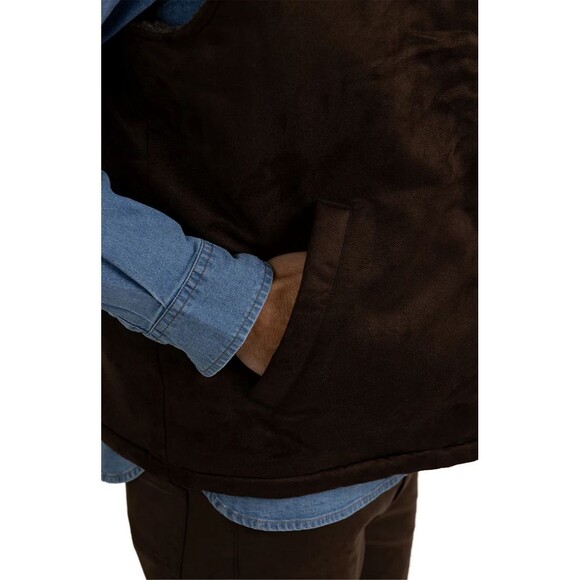 Rainforest Mens Faux Micro Suede Faux Shearling Lined Brown Vest Medium $150MSRP - Picture 7 of 11